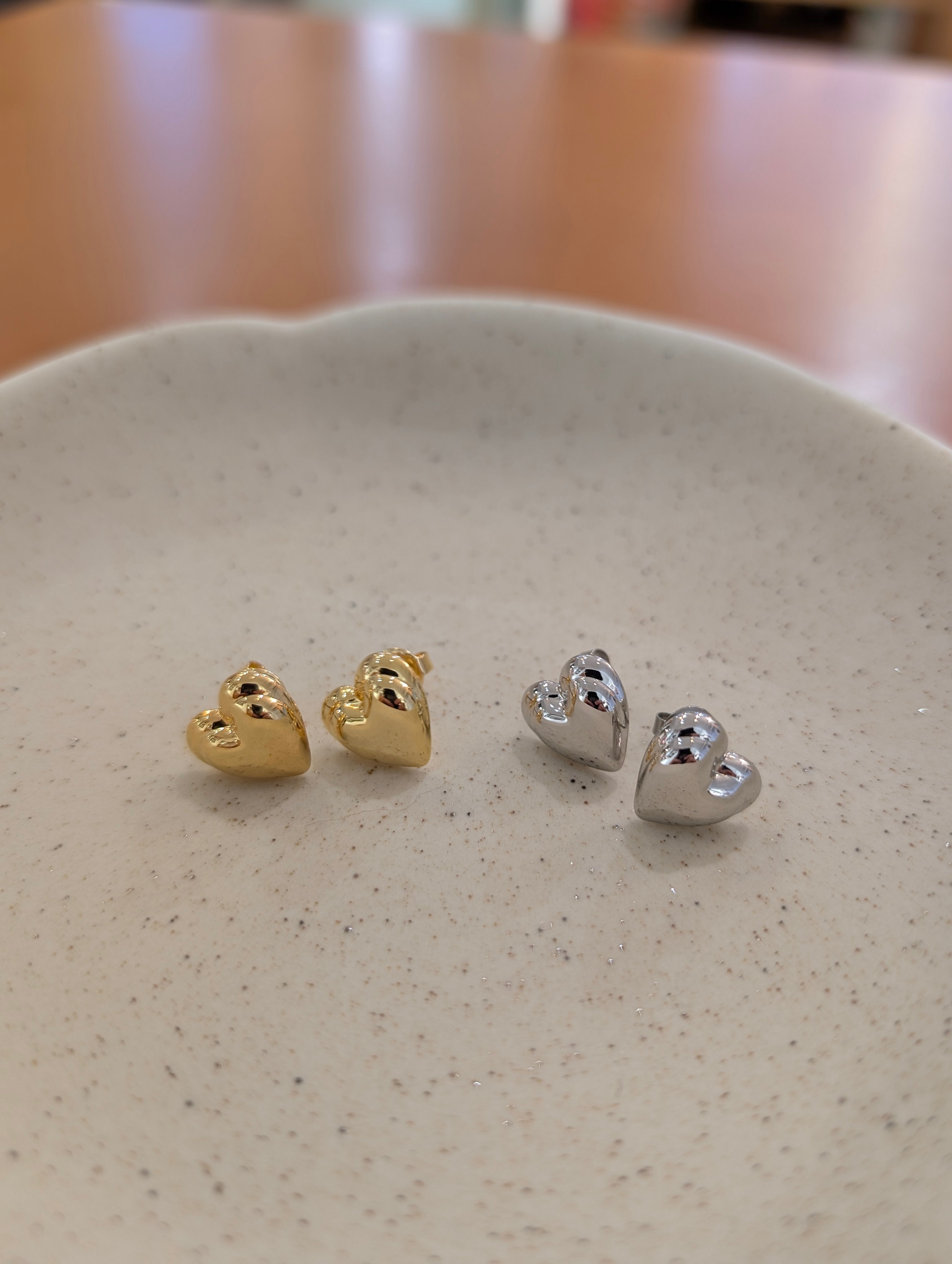 Heart brass earrings