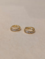 Rectangular CZ Hinged Hoop Earrings