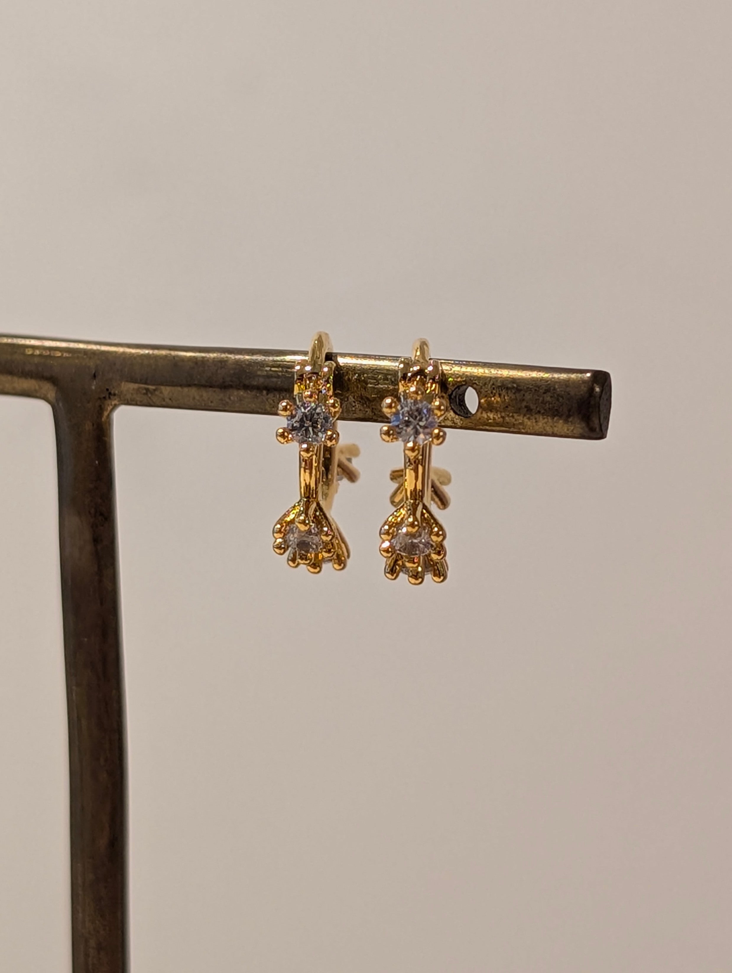 CZ Starburst hinged hoop earrings