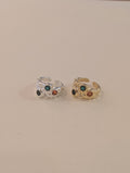 Chunky colour faux stone brass ring