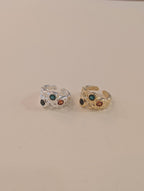 Chunky colour faux stone brass ring