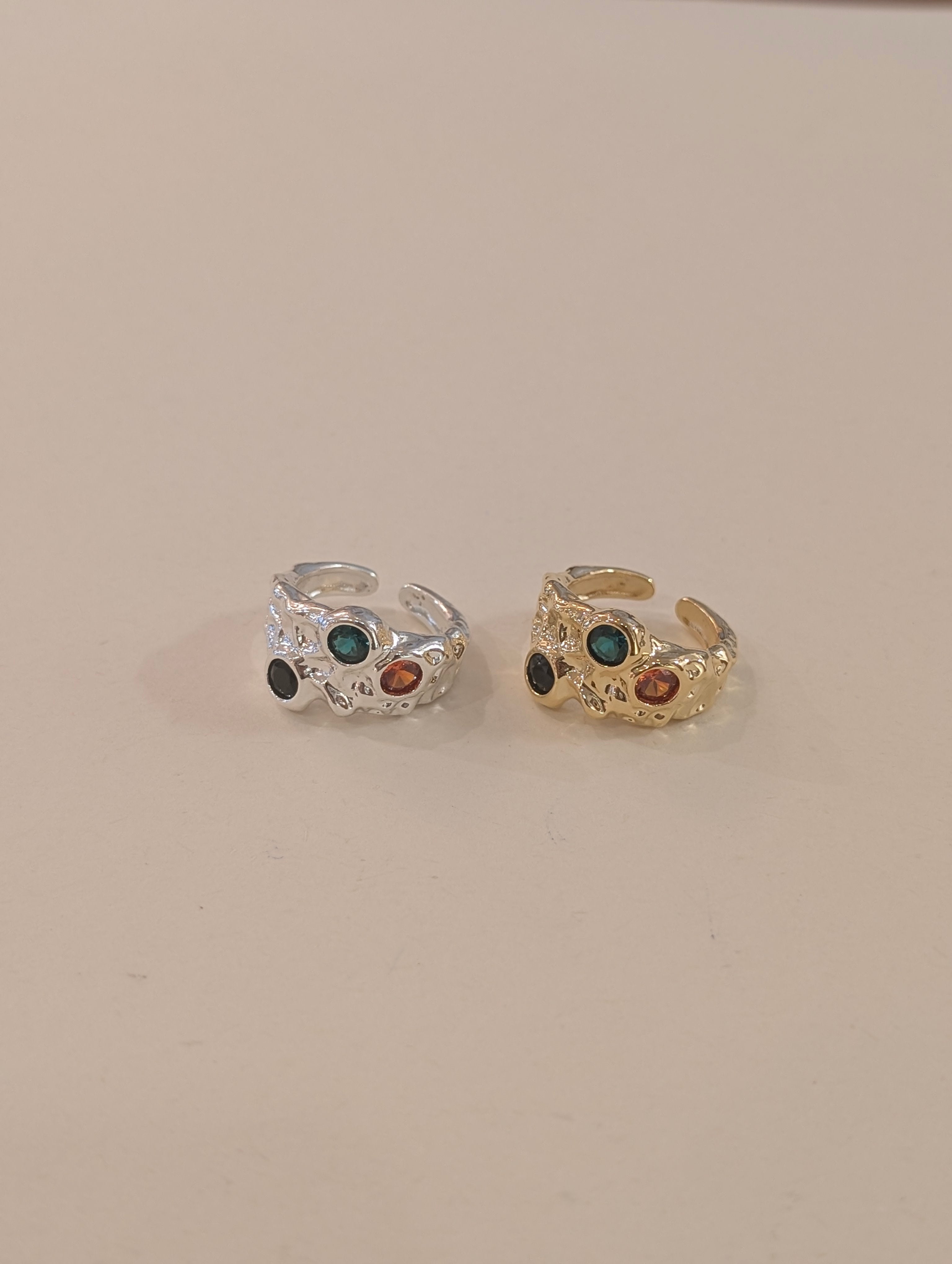 Chunky colour faux stone brass ring