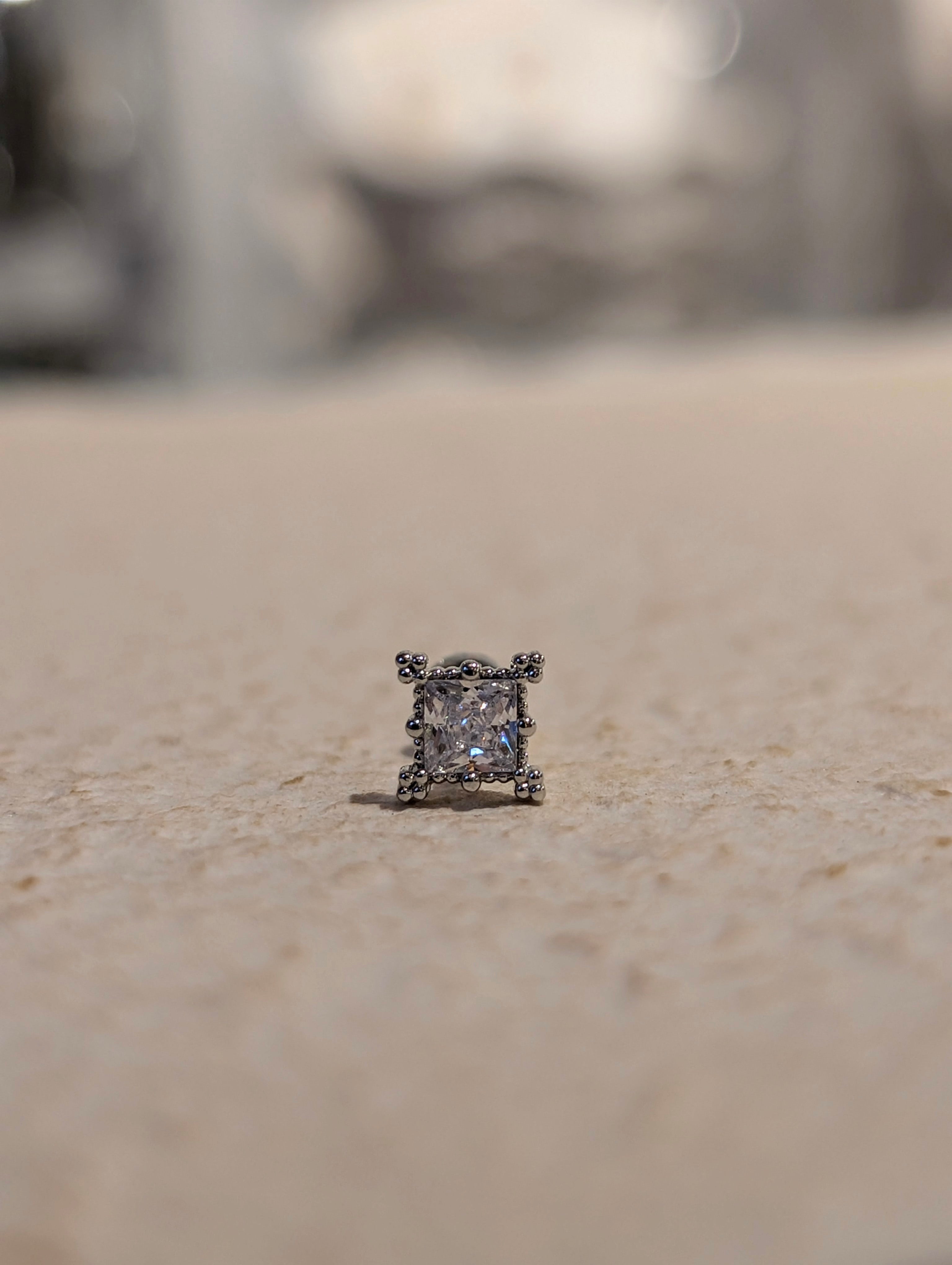 Square cz surgical steel stud piercing (1pc)