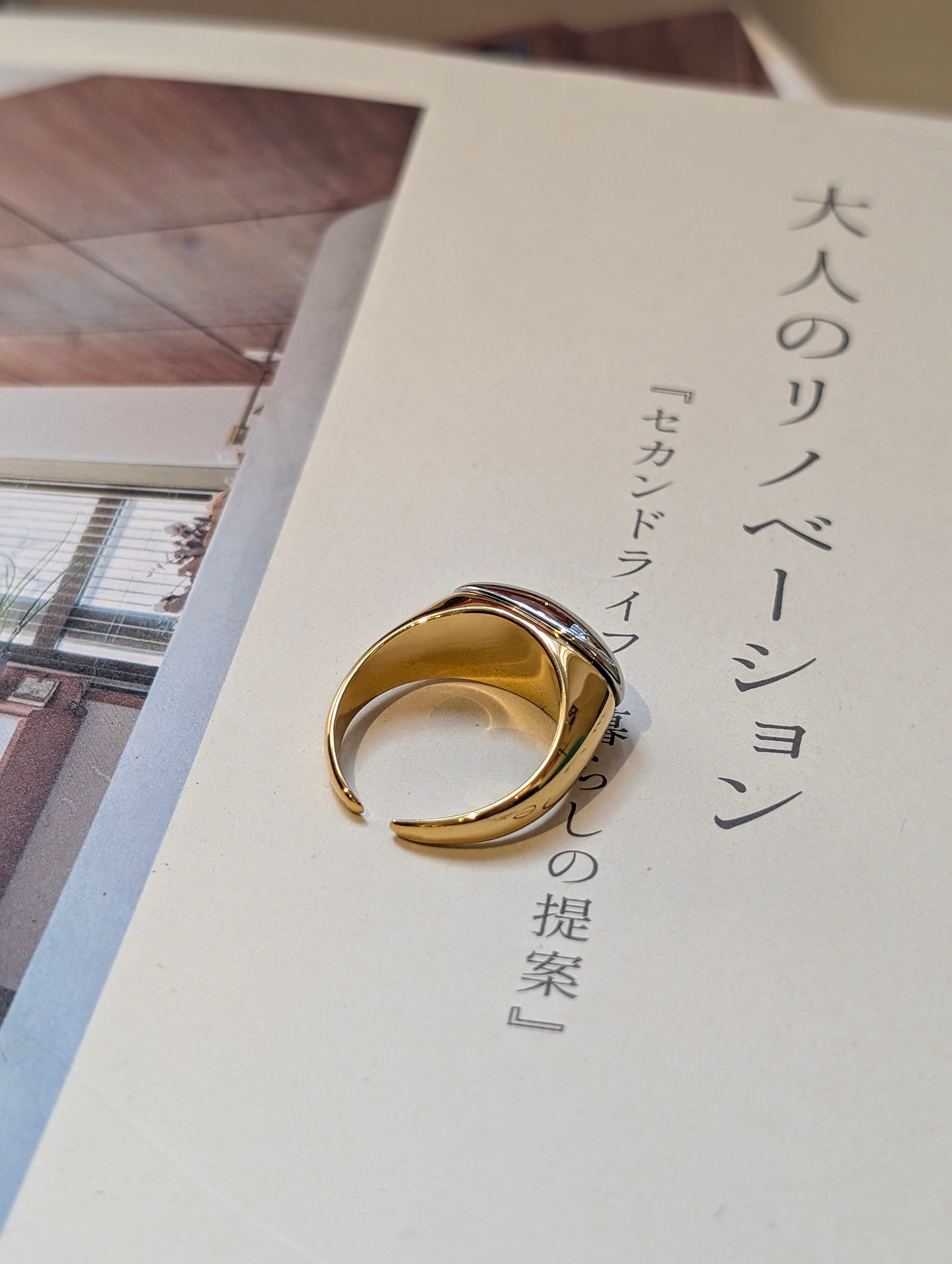 Duo Tone Signet Band Stainless Steel Ring