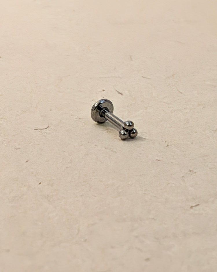 Titanium Trio Bead Flat Back Stud (ASTM F136)