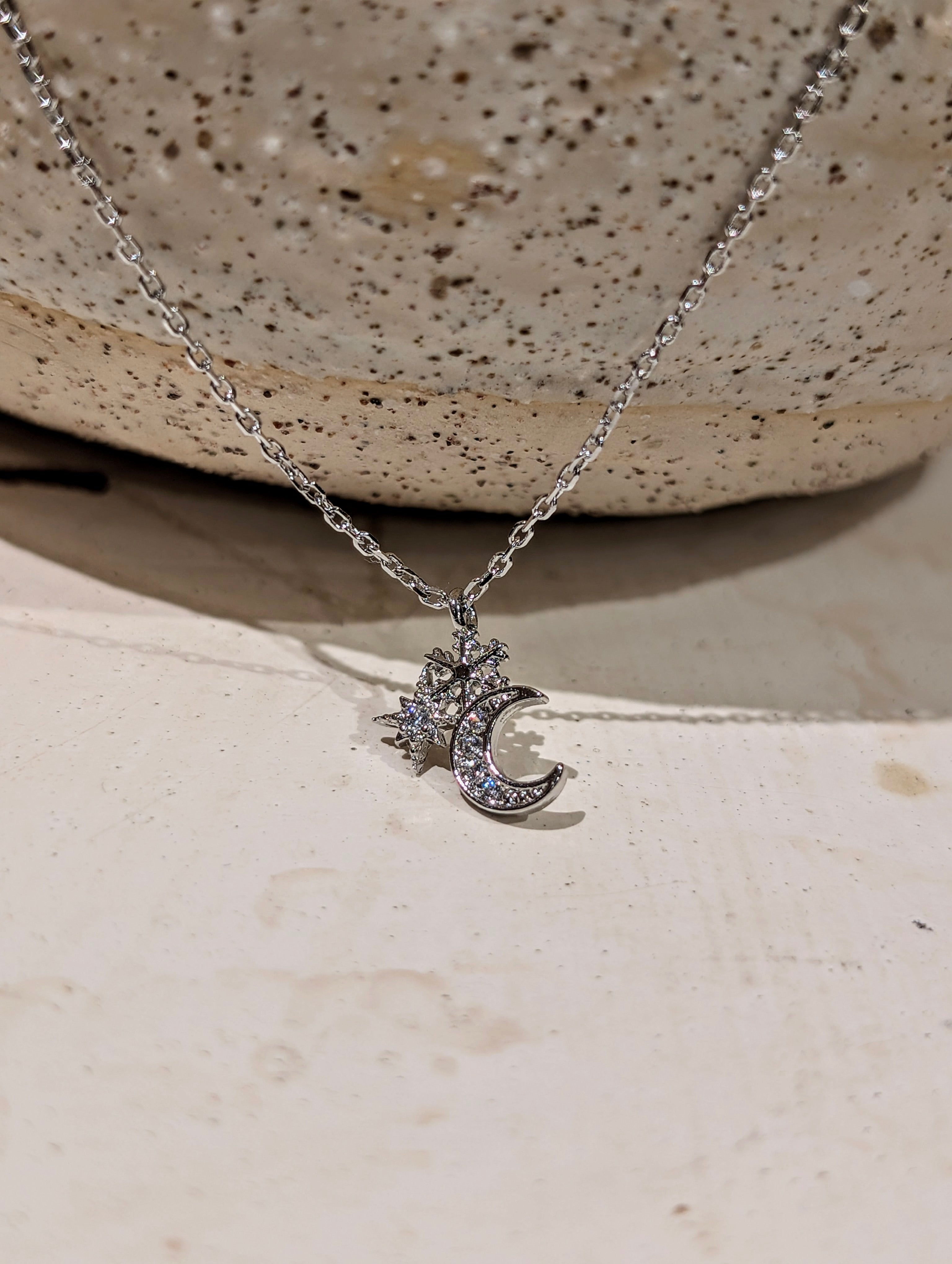 Crescent and star necklace