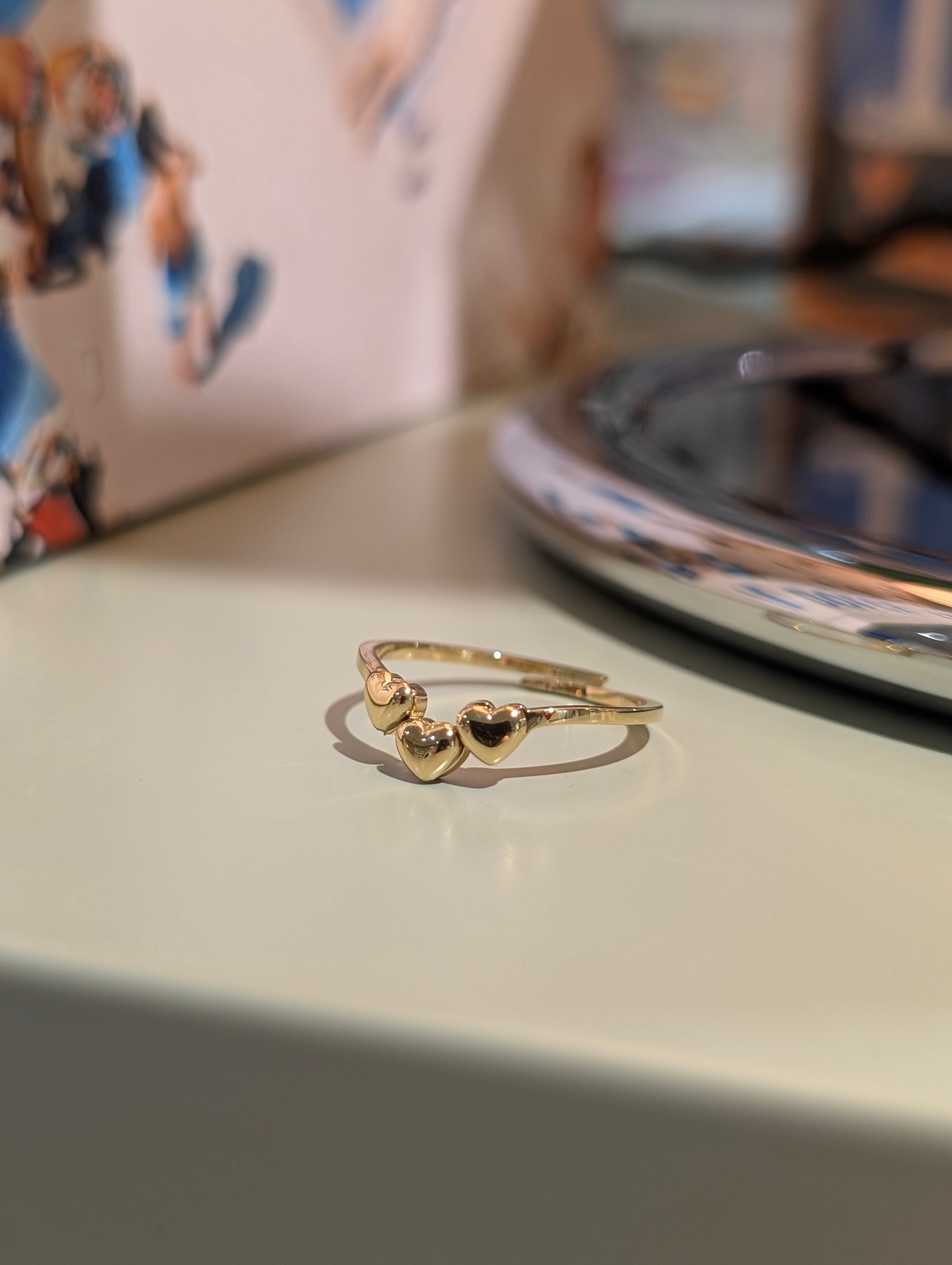 Triple heart stainless steel ring