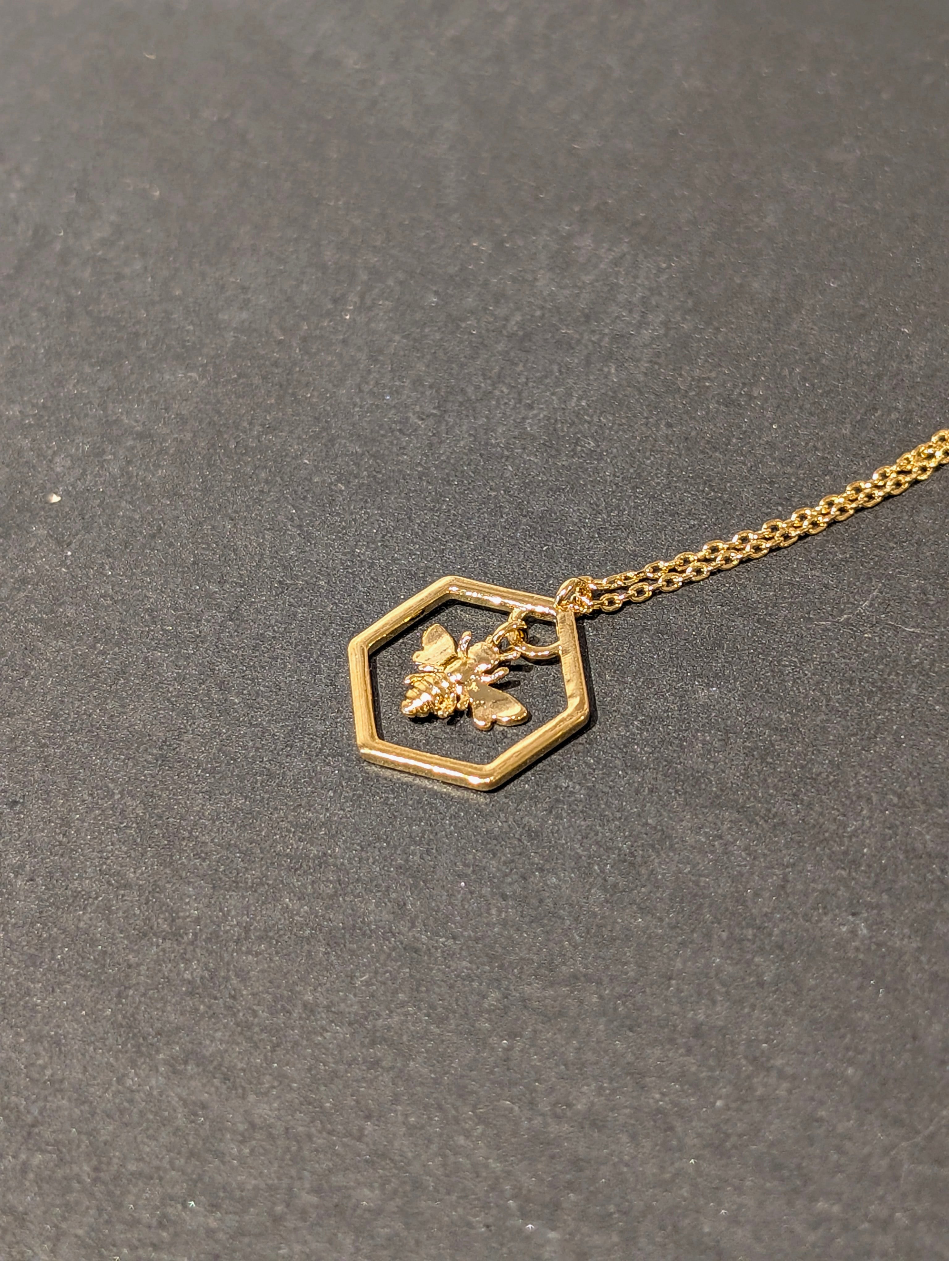 Hexagon Bee Pendant
