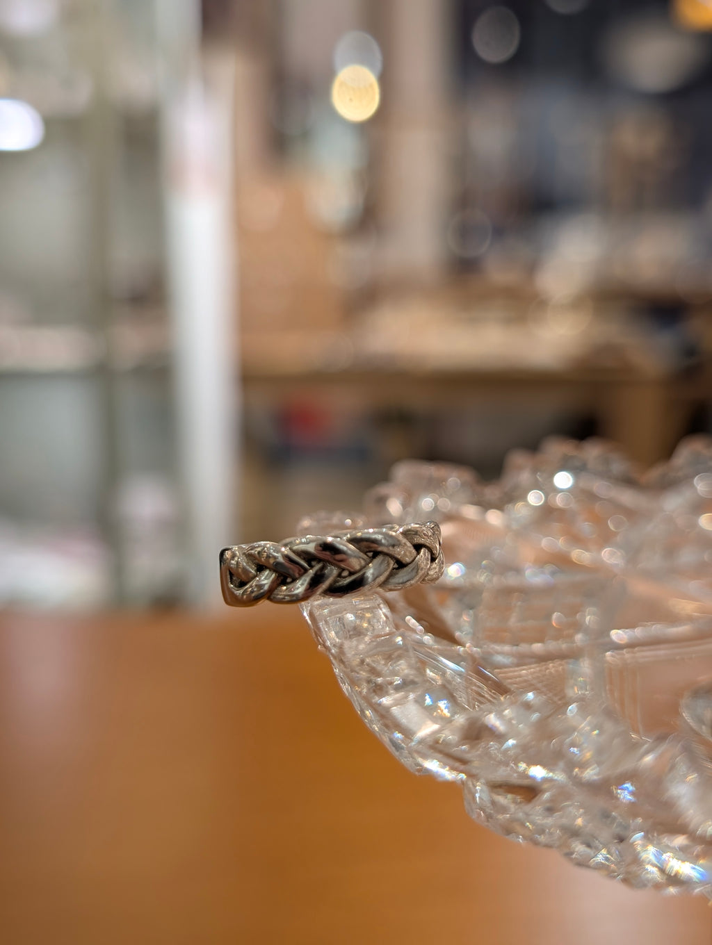 Braided 925 silver free size ring