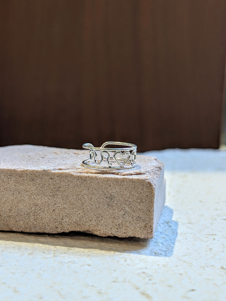 Outline Heart Band 925 Silver Ring