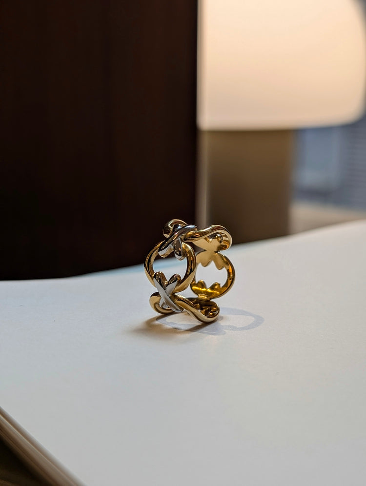Elysian Knot two tone stainless steel ring