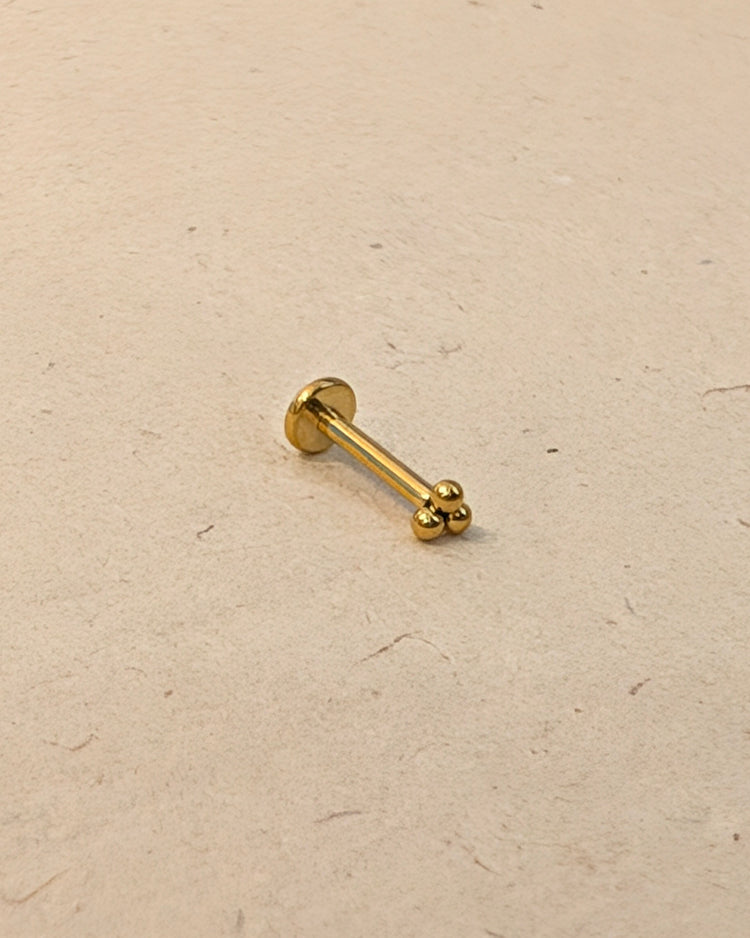 Titanium Trio Bead Flat Back Stud (ASTM F136)