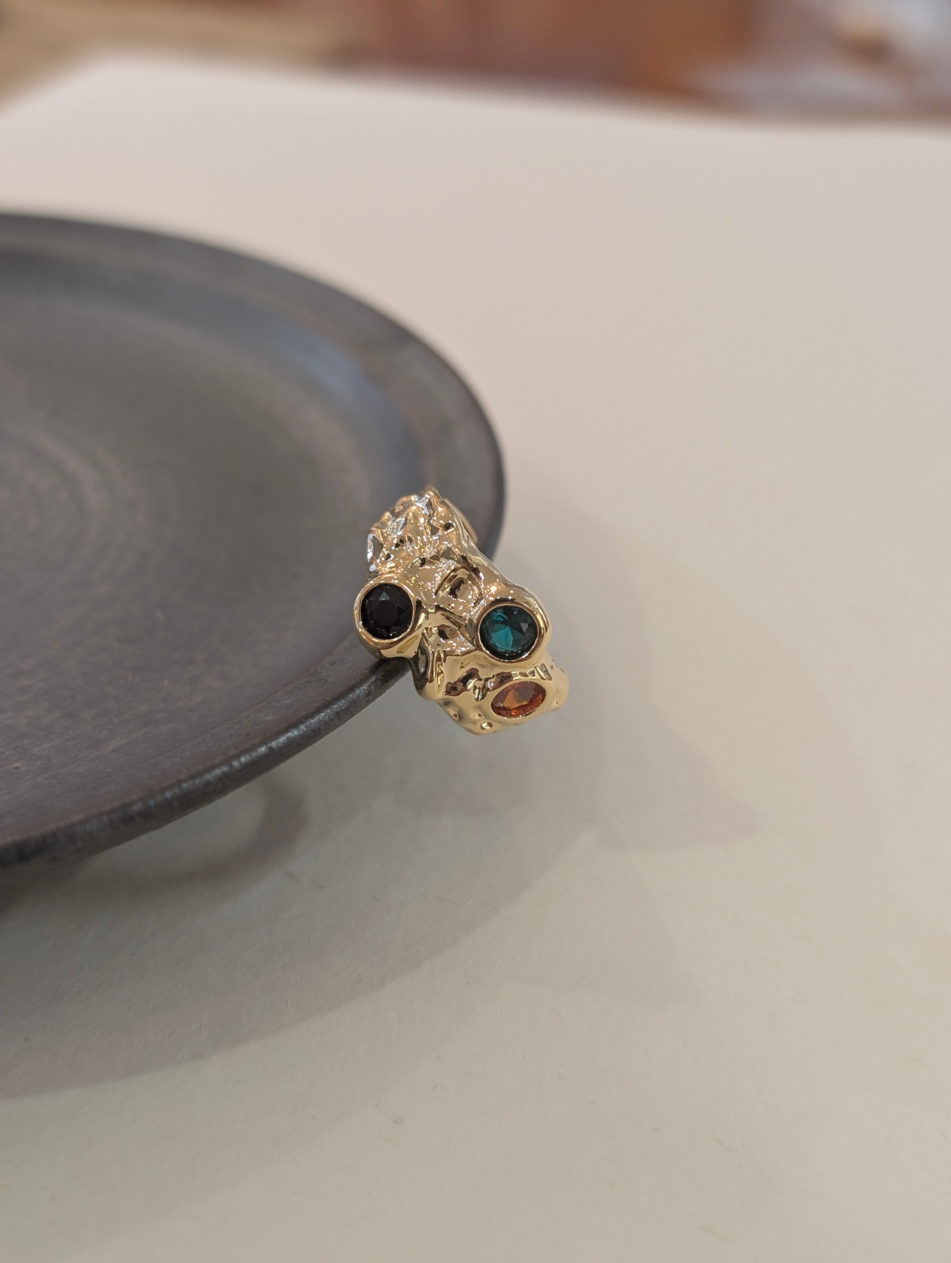 Chunky colour faux stone brass ring