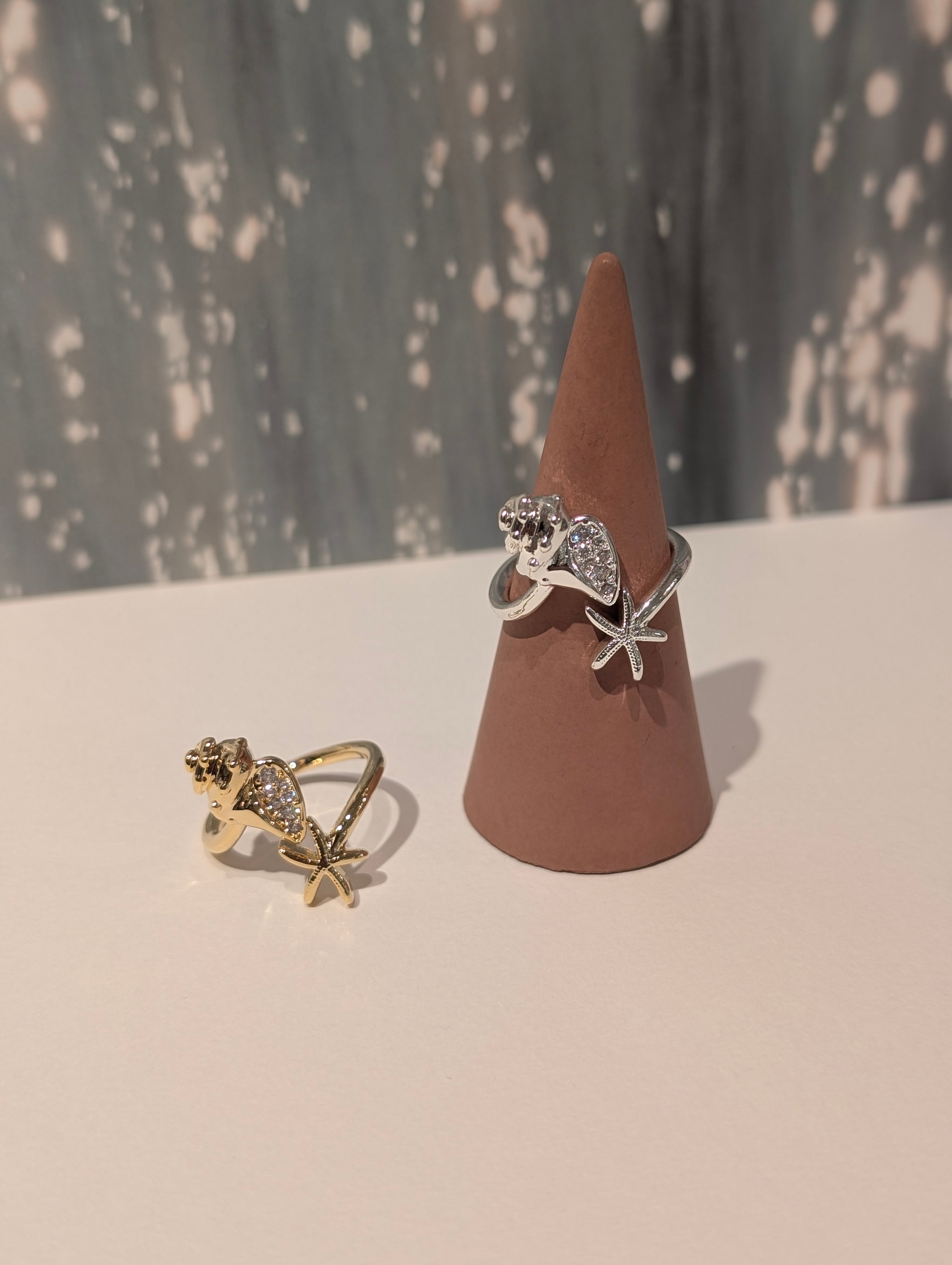 Shell & starfish brass ring