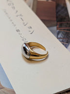 Duo Tone Signet Band Stainless Steel Ring