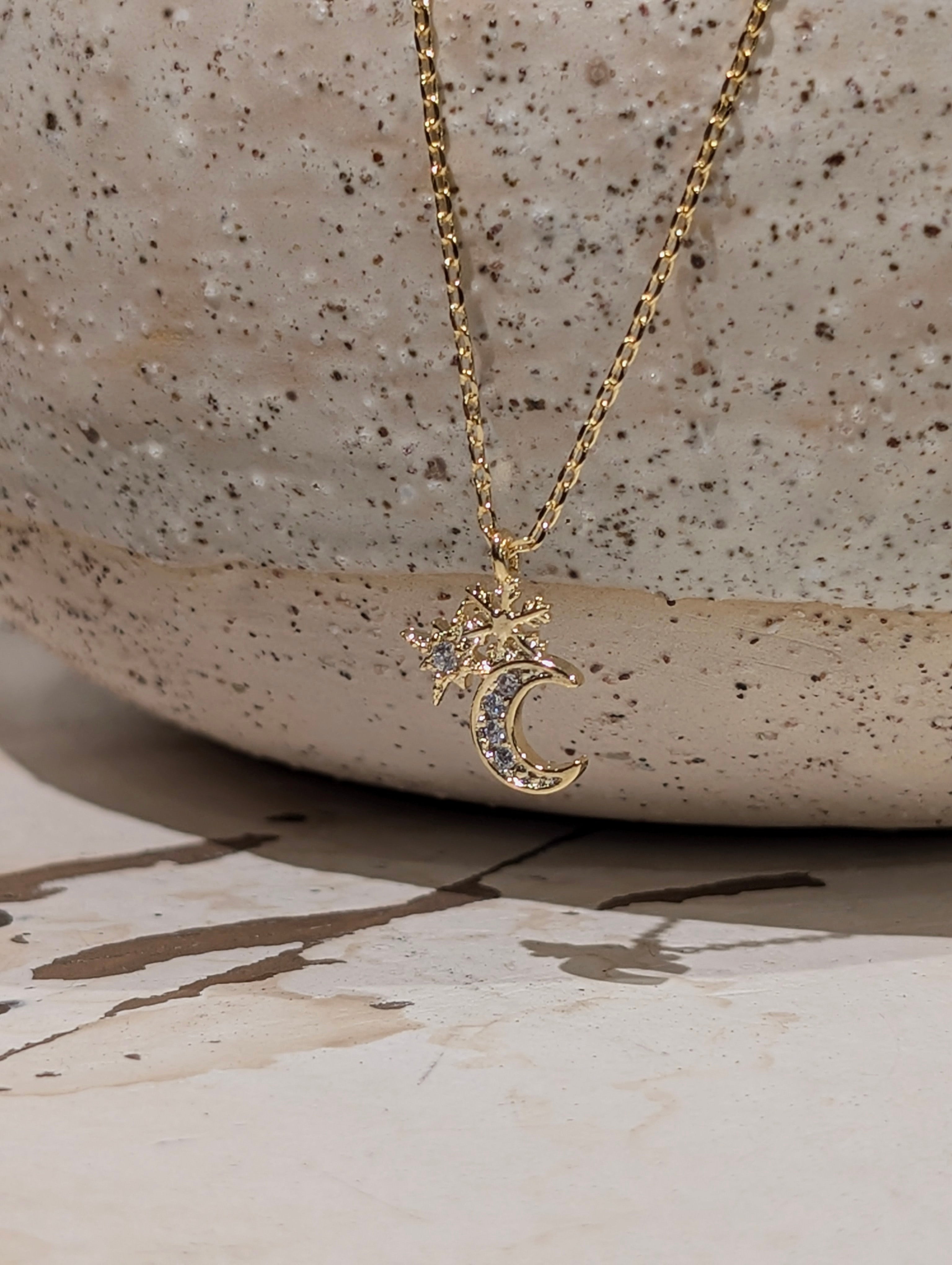 Crescent and star necklace