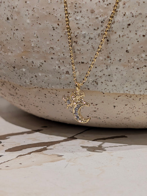 Crescent and star necklace