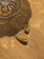 Curved Teardrop Lobe Stainless Steel Earrings