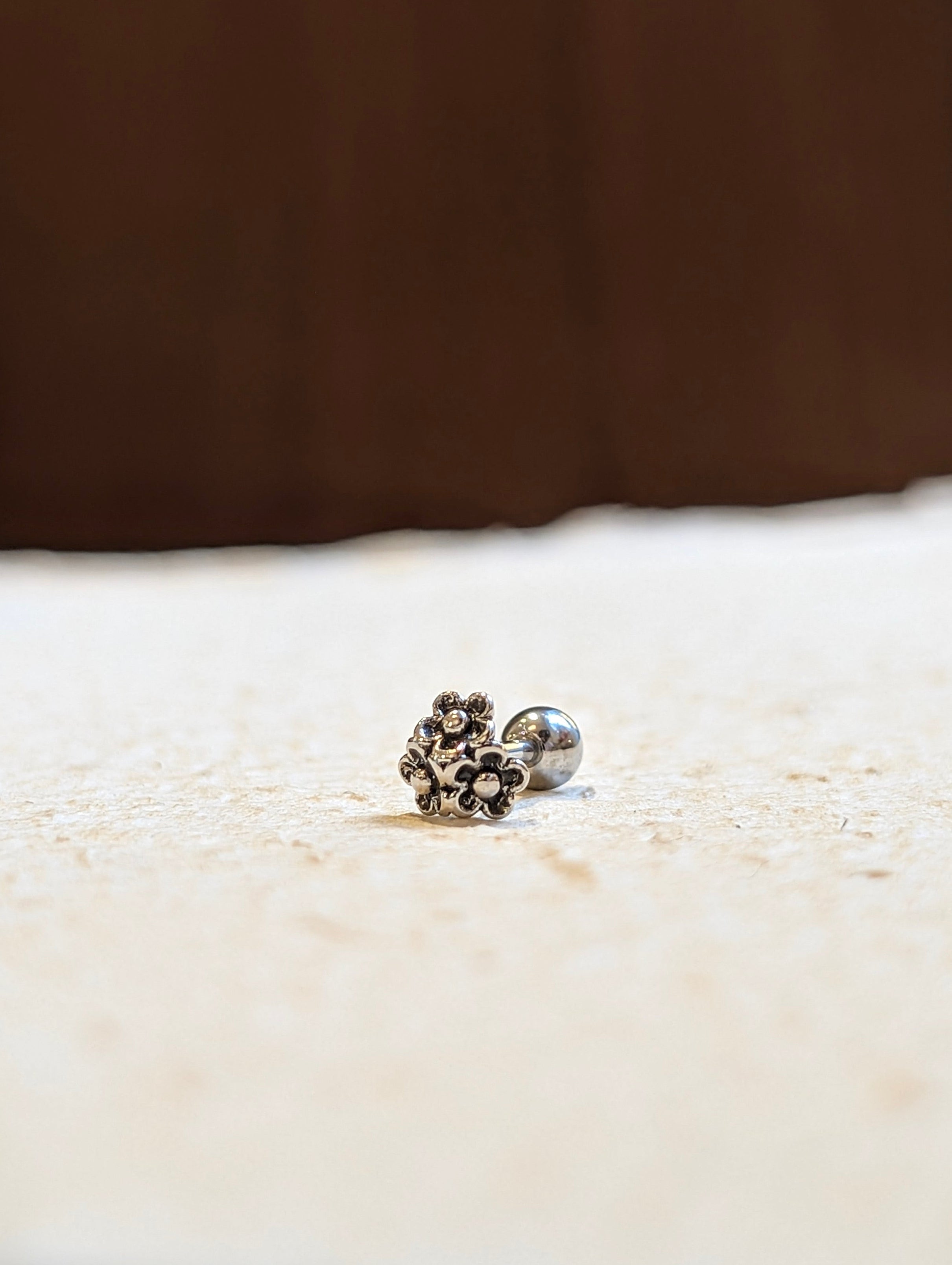 Triple Floral Stud Piercing Surgical Steel (1pc)