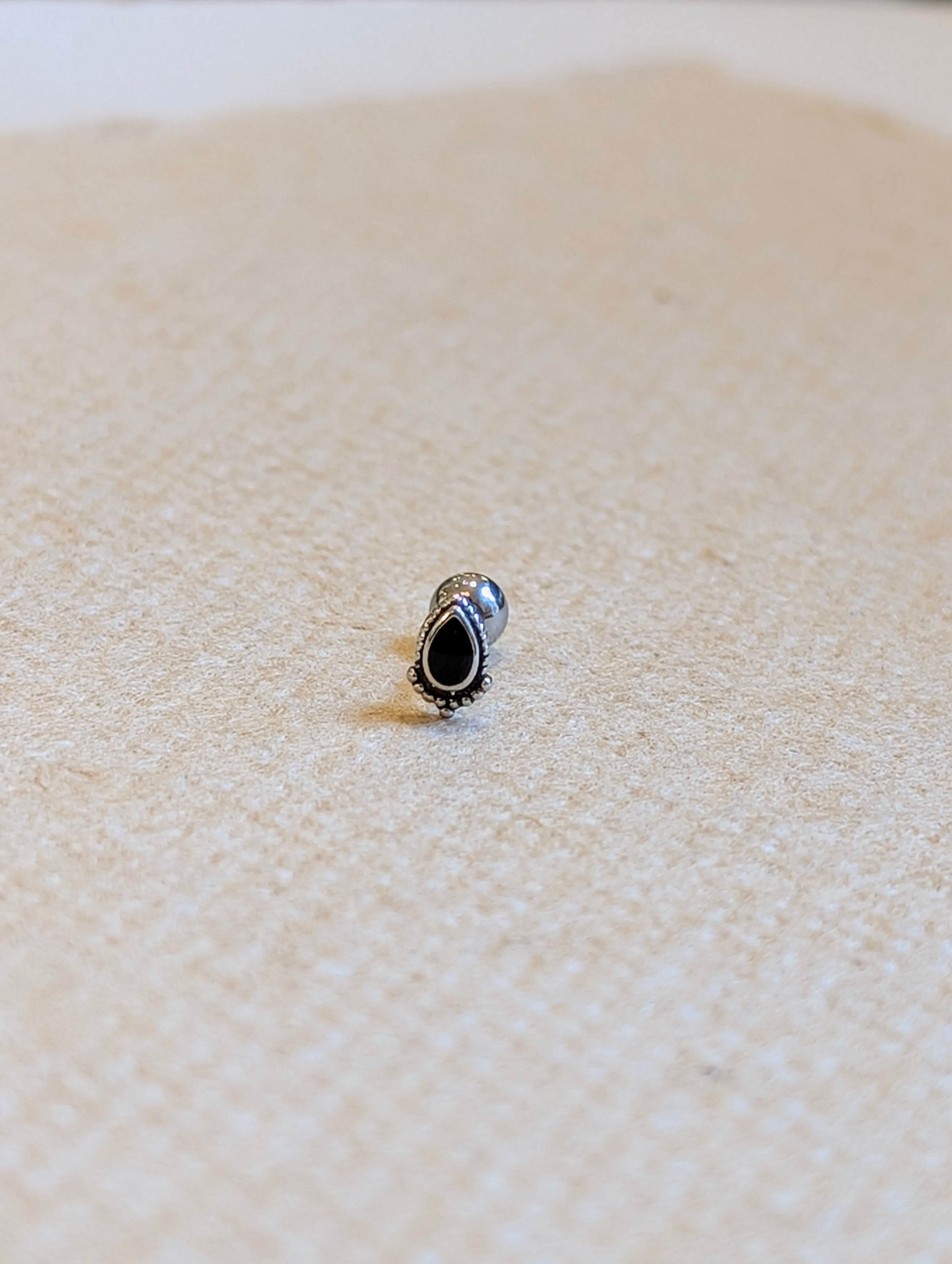 Teardrop Inlay Surgical Steel Stud Piercing Earring (1pc)