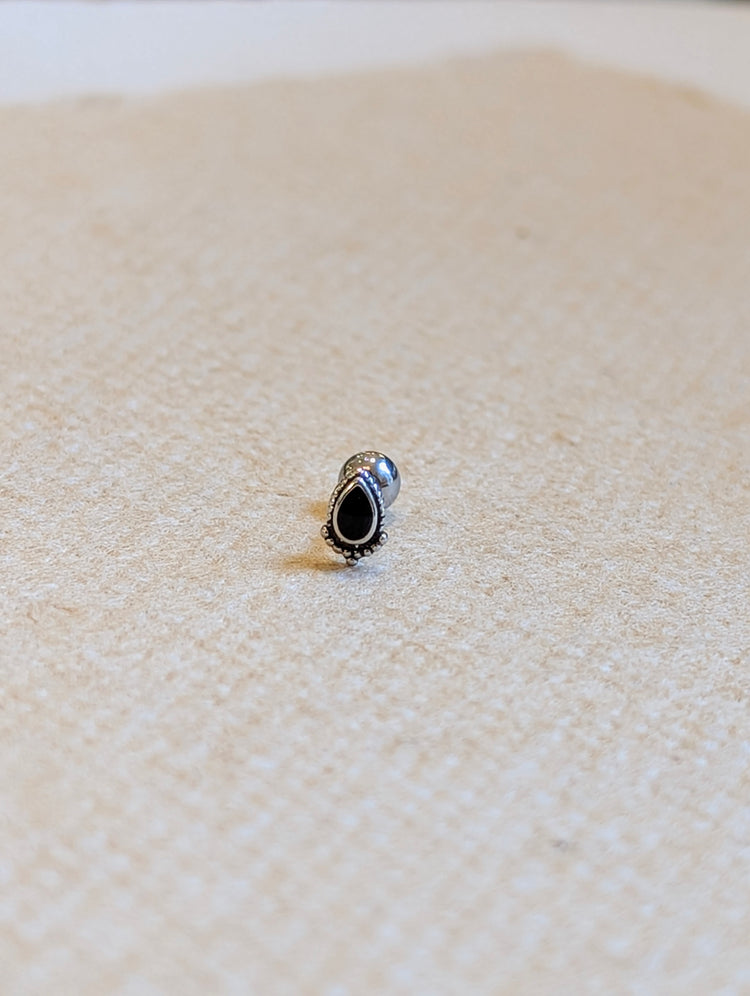 Teardrop Inlay Surgical Steel Stud Piercing Earring (1pc)