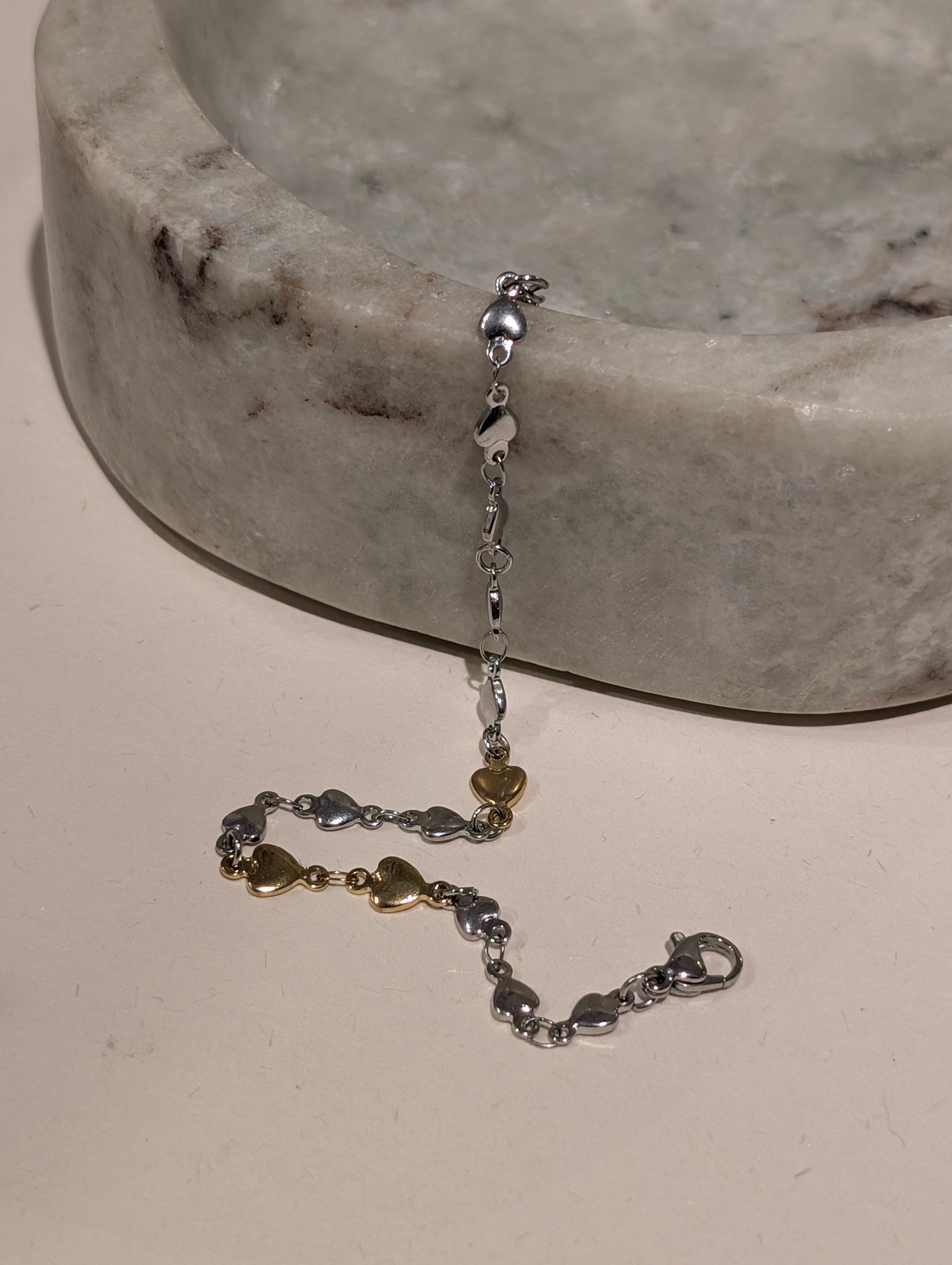 Two-Tone Heart Stainless Steel Bracelet