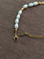 Golden beads & pearls stainless steel bracelet