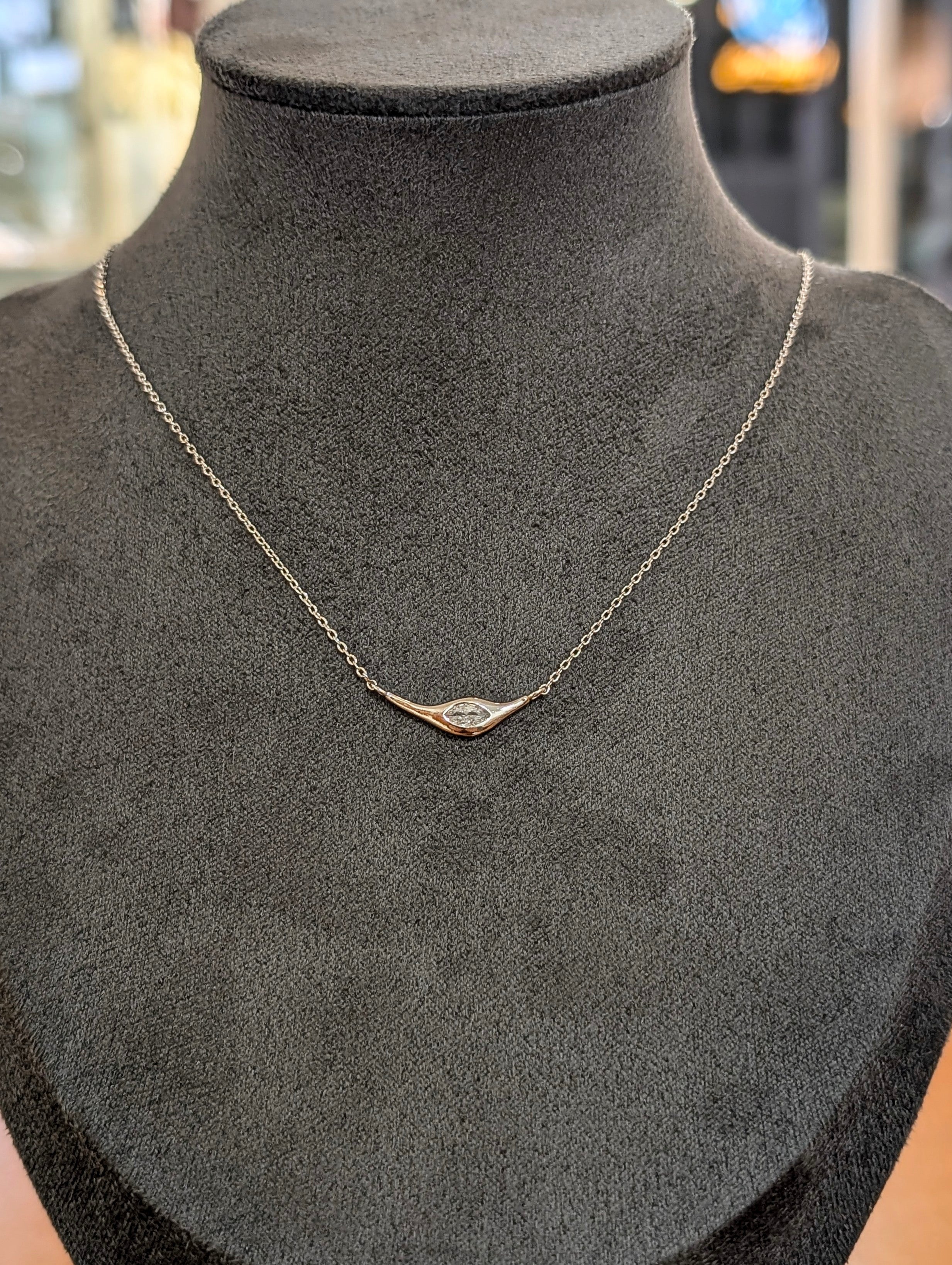 Linear Marquise Pendant Necklace