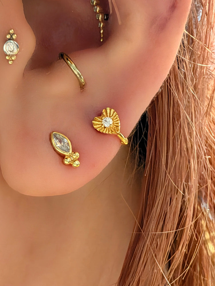 Radiant Heart Huggie 925 Silver Earrings