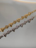Starlit Heart Chain Brass Bracelet