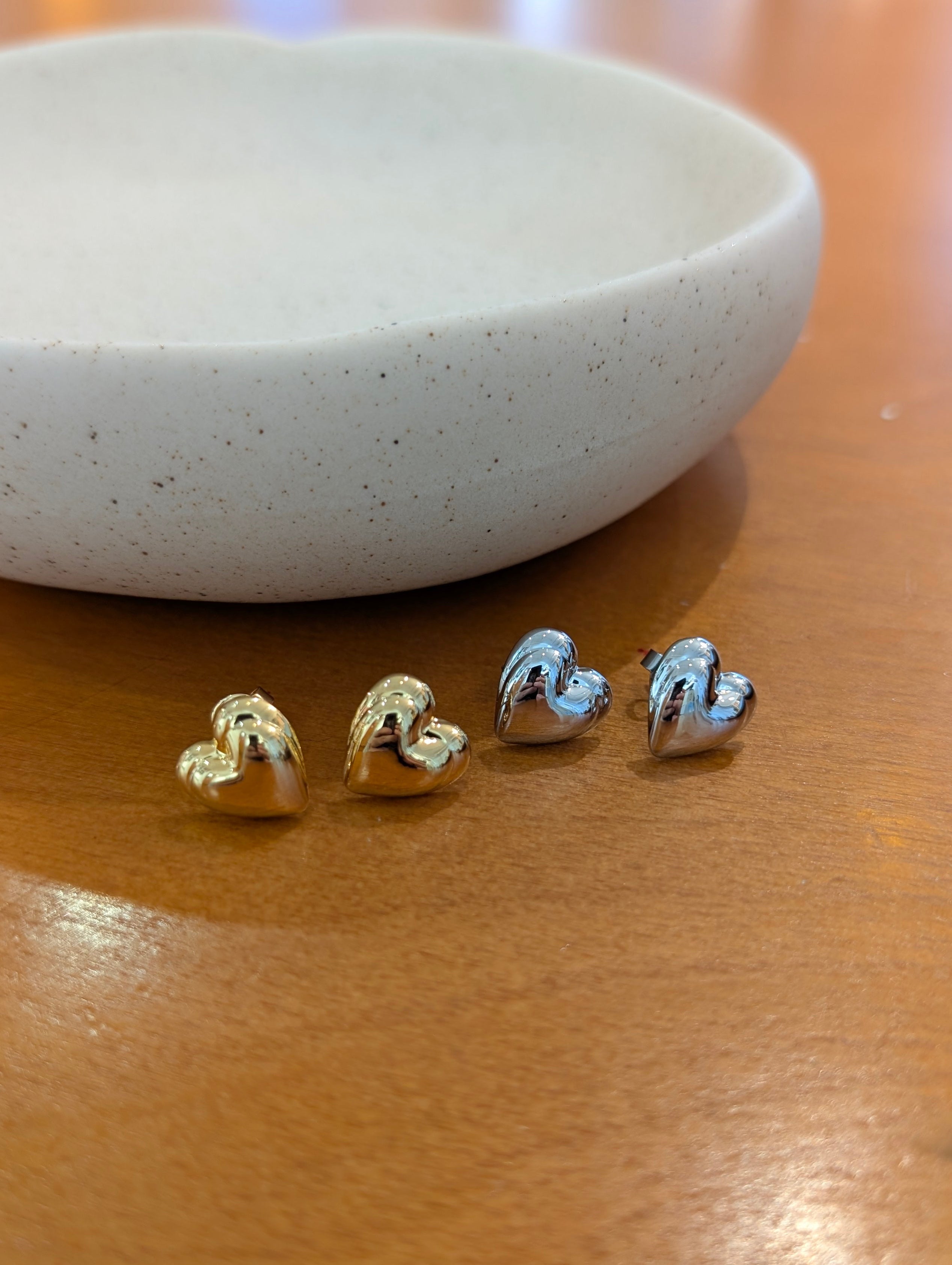 Heart brass earrings