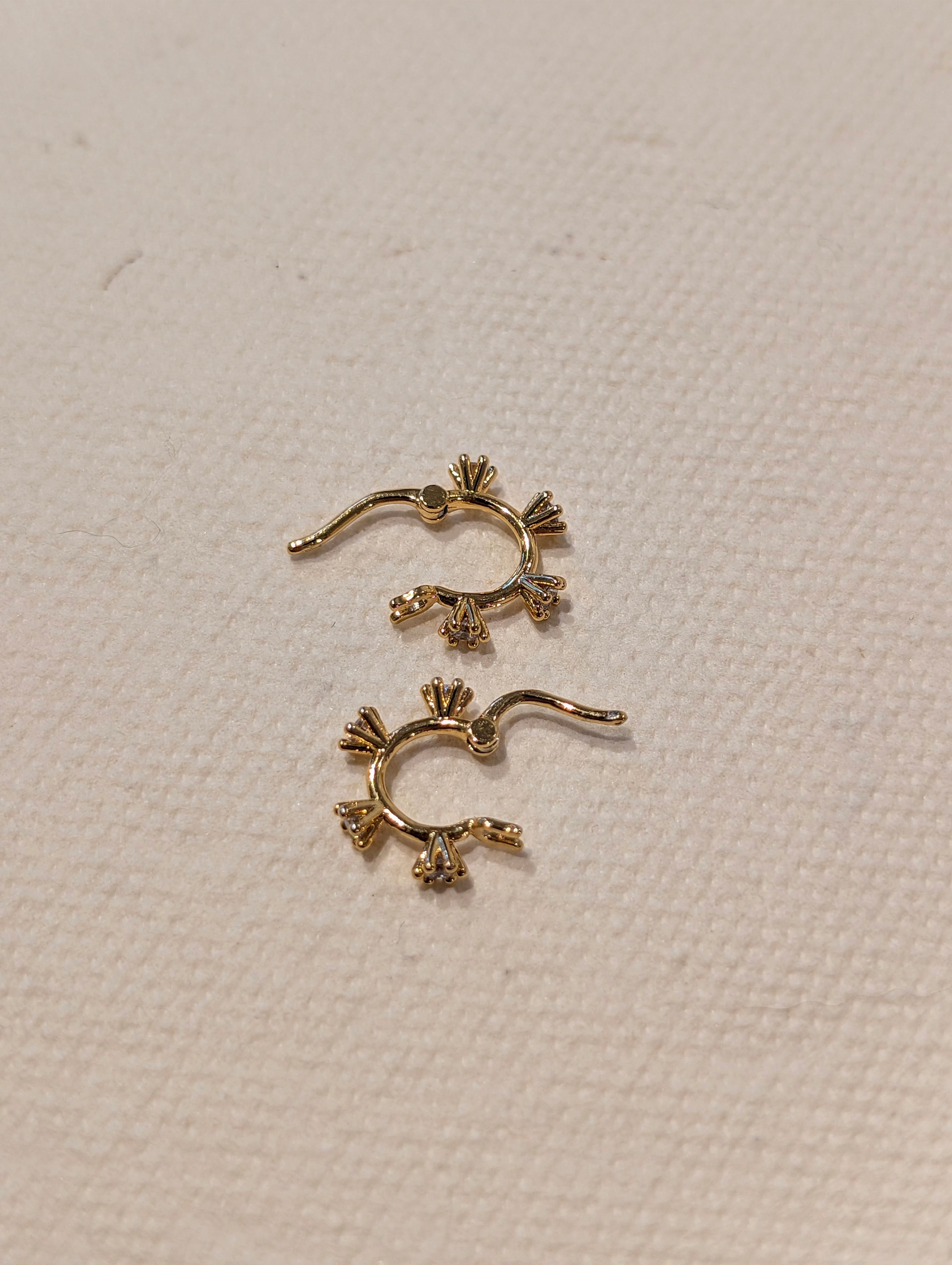 CZ Starburst hinged hoop earrings