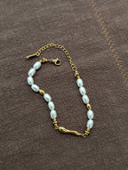 Golden beads & pearls stainless steel bracelet