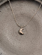 Crescent cz stud stainless steel necklace