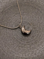Crescent cz stud stainless steel necklace