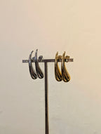 Curved Teardrop Lobe Stainless Steel Earrings