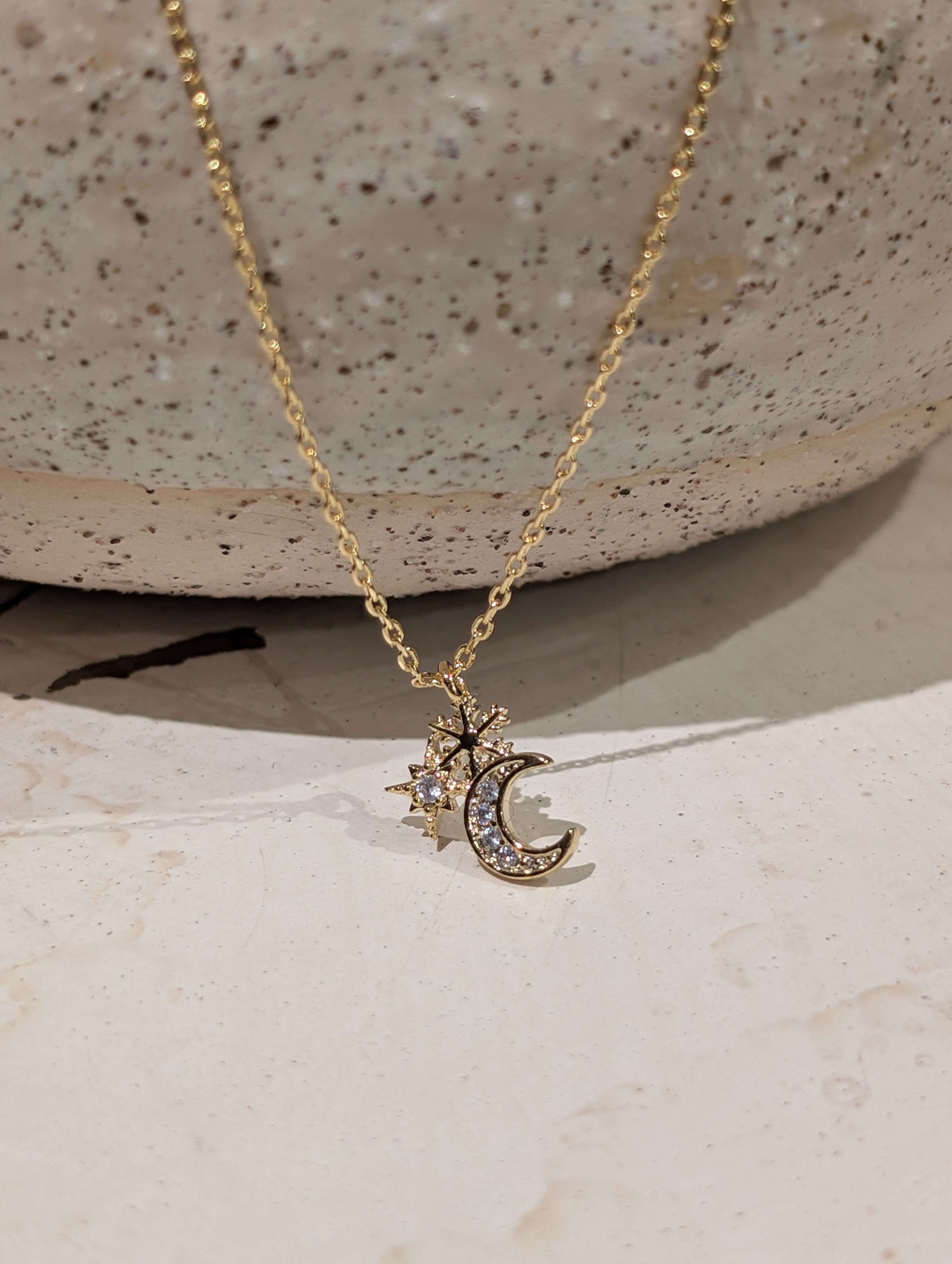 Crescent and star necklace