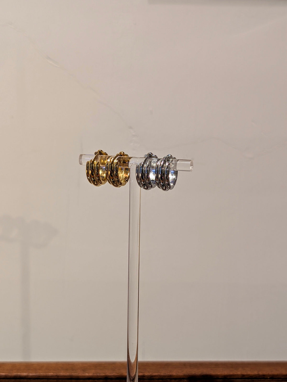 Parallel Rib Hoop Stainless Steel Earrings