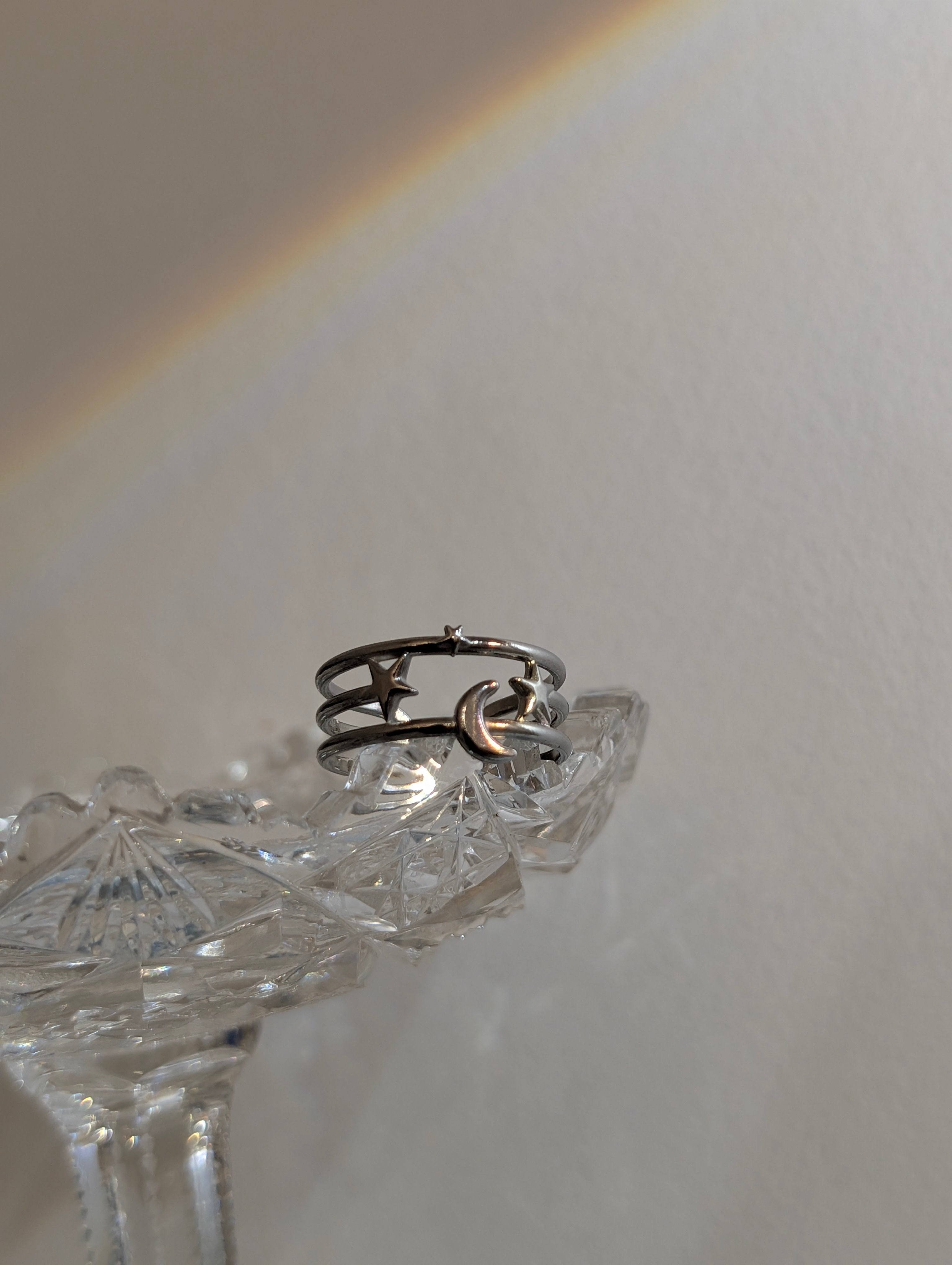 Crescent star stainless steel ring