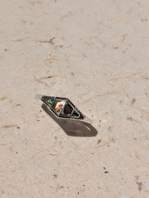 Abalone Geometric 925 Silver Ring