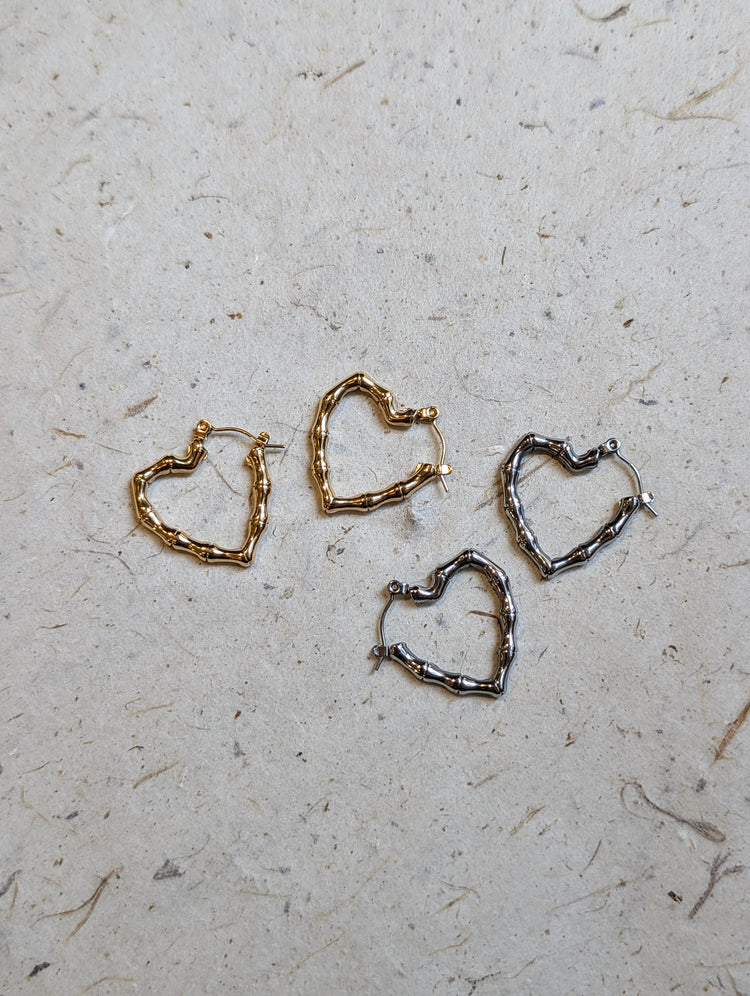 Heart-Shaped Hoop Stainless Steel Earrings
