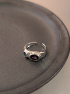 Stud coloured faux stone brass ring