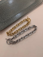 Interlock front lock stainless steel bracelet