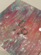 Hinged hoop drop starburst earrings