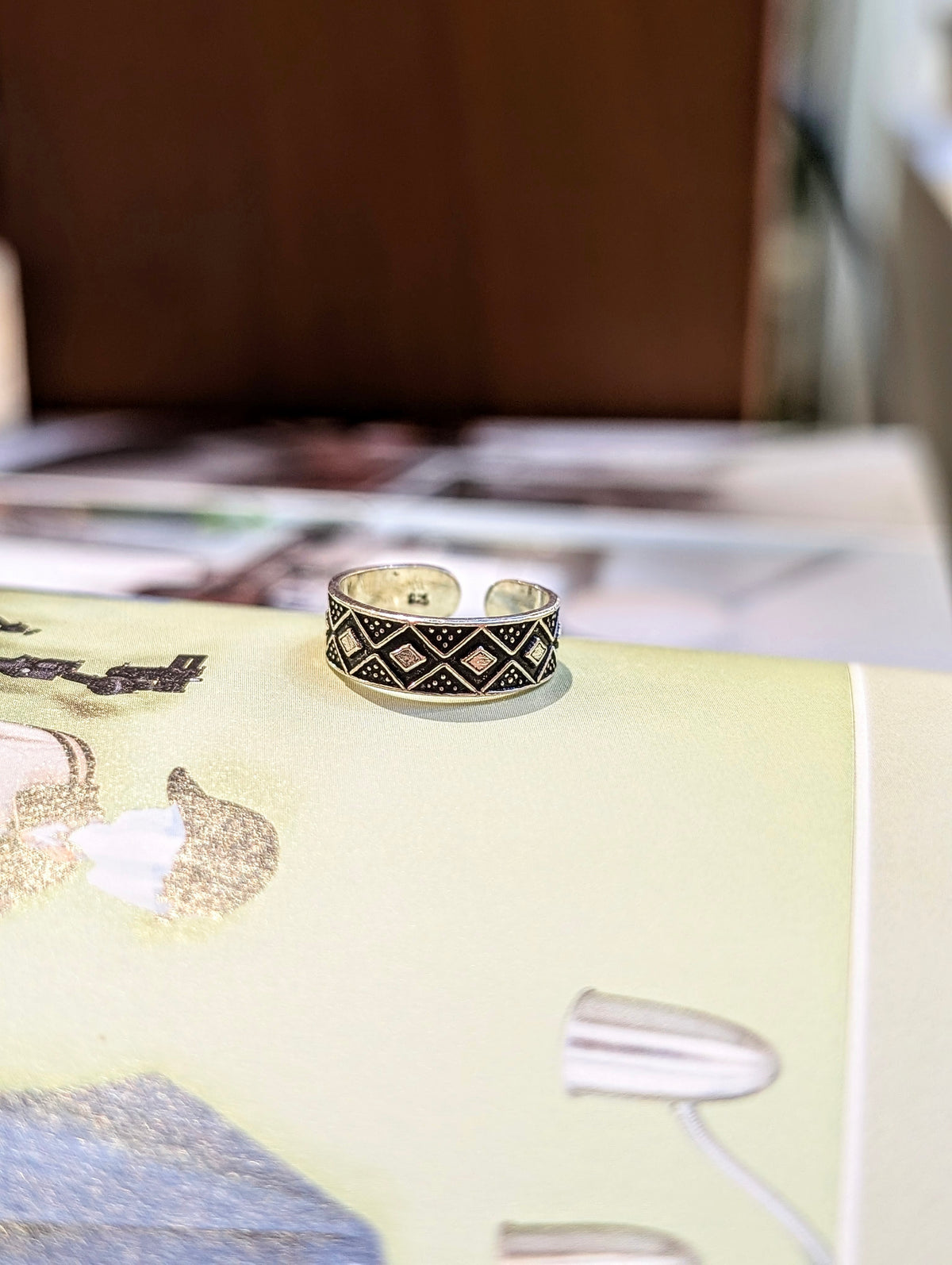 Argyle band 925 Silver Pinky Ring