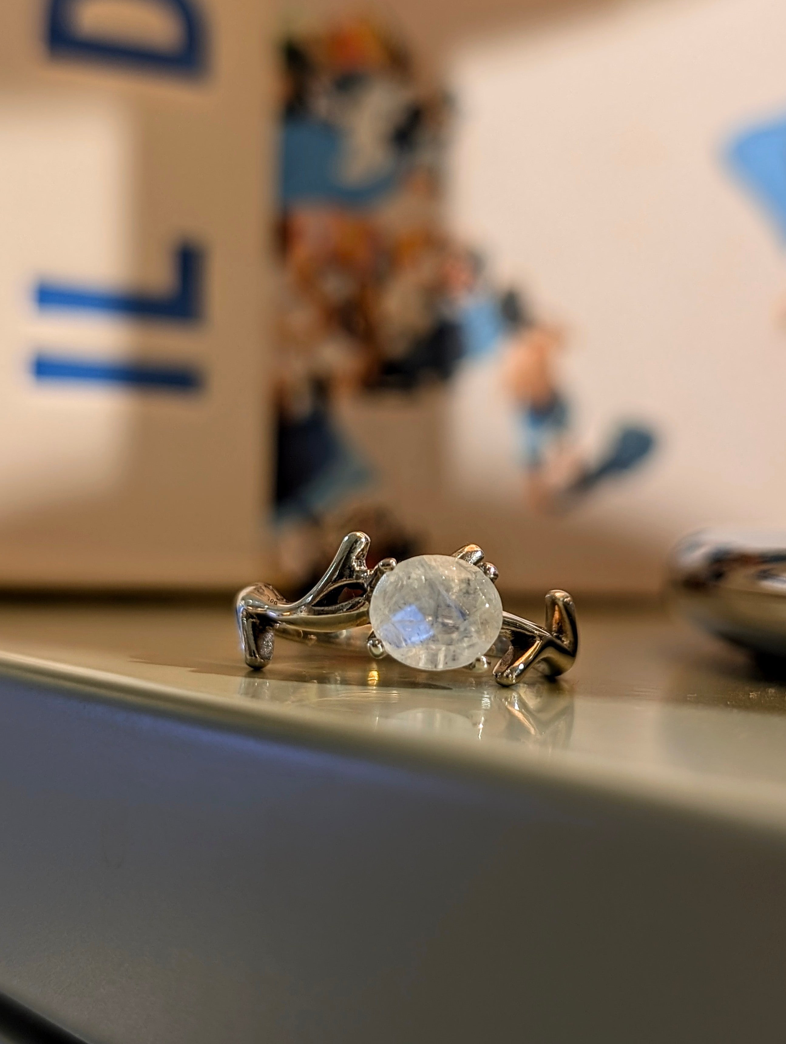 Blue moonstone 925 silver ring